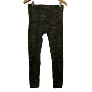 SPANX Leggings Women XL Green Camo Print Stretch Cropped